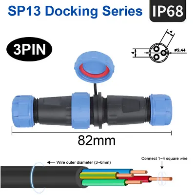 SP13 2-5Pin IP68 Waterproof Inline Cable Coupler Plug Socket Connector Pair • £6.19