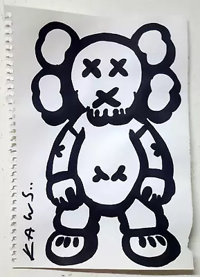 KAWS Original Drawing Hand Signed  Banksy Keith Haring Mr. Brainwash Vinyl • $193
