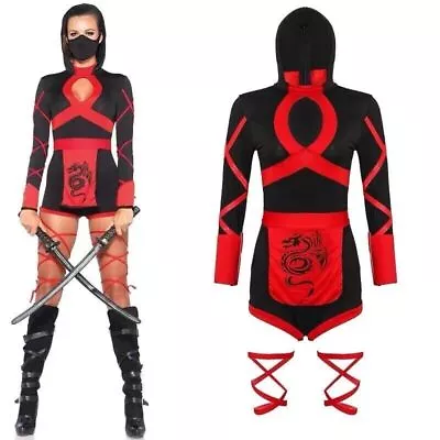 Womens Cosplay Costume Ninja Warrior Fancy Dress Up Jumpsuit Clothes Halloween • £24.39