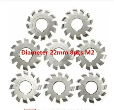 8pcs/Set M2 PA 20°Degree#1-8 Bevel Involute Gear Cutters HSS Module 2 Gear Kit • £71.95