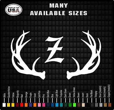 Custom Monogram Deer Antlers Weatherproof Vinyl Decal Sticker • $5.99