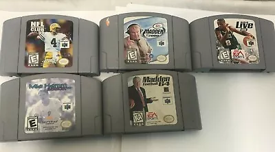 N64 Lot Of 5: MADDEN 64 & 2000 NBA LIVE 99 MIA HAMM SOCCER 64 NFL CLUB 99  • $42