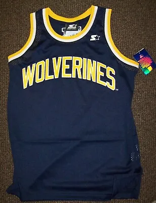 Michigan WOLVERINES STARTER Basketball Jersey Sewn S M L XL 2X 3X  BLUE & YELLOW • $35.99