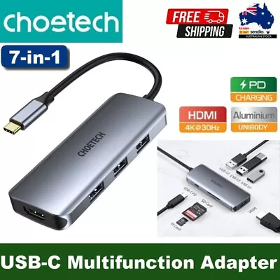$57.95 • Buy Choetech HUB-M19 USB-C 7-in-1 Multifunction Adapter USB C Hub Mirror/Extend Mode