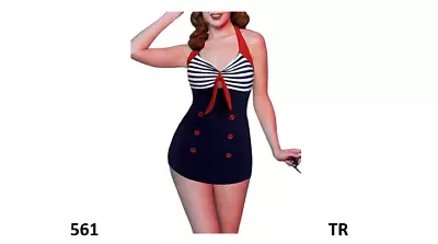 Ekouaer Women Sailor Swimsuit Retro 1 Piece Skirtini CoverUp Pinup Swimdress4XL • $23.99