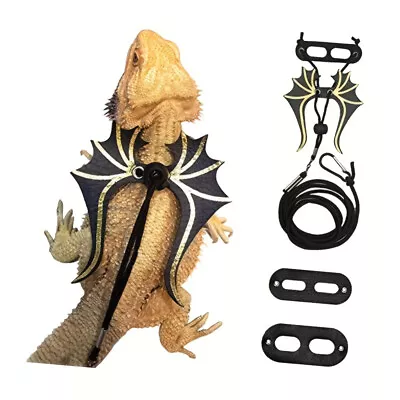 Adjustable Lizard Harness Leash Bearded Dragon+Cool Leather Wings Reptile AU • $4.59