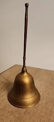 Vintage Hand Held Brass BELL School Office Ringing NICE TONE About 6  Tall • $9.95