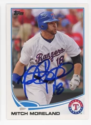 Signed Baseball Card Auto Topps 2013 Mitch Moreland #18 Texas Rangers • $14.98