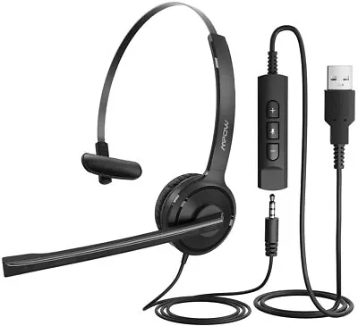 £17.99 • Buy Mpow Computer PC Headset 3.5mm USB Wired Headphones For Call Centre Skype Office