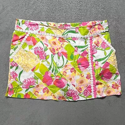 Lilly Pulitzer Skirt Women's 12 Pink/Green Vintage Cotton Mini Skort Style 96803 • $23.99