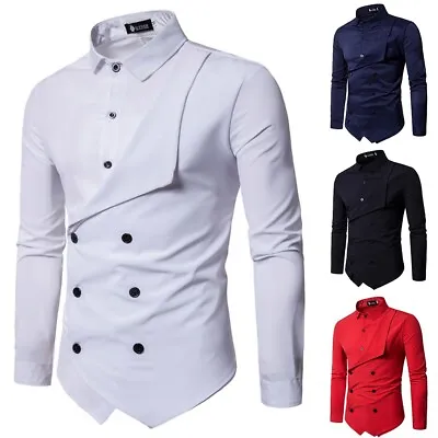 Stylish Button Down Men's Blouse In Contemporary Design And Solid Color • £27.04