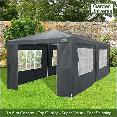 £94.99 • Buy Gazebo Marquee Canopy Party Tent Grey 3 X 6m By Garden Universe Steel Frame XL