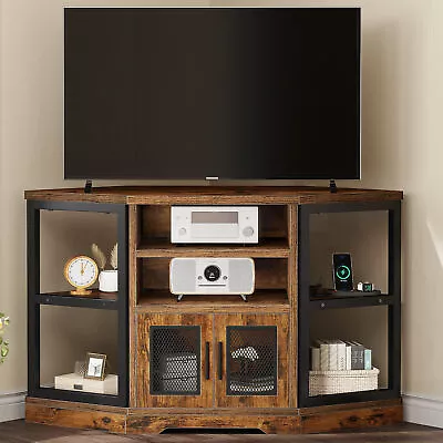 Rustic Corner TV Stand Entertainment Center Media Console With Charging Station • $115.98