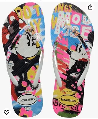 HAVAIANAS Mickey Mouse Size 7 Multi-Color With Logo Women Flip Flop Sandals • $15.50