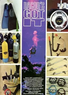 1970 Dacor PRINT AD Scuba Diver Equipment Fins Mask Snorkel Knife Tank Regulator • $14.99