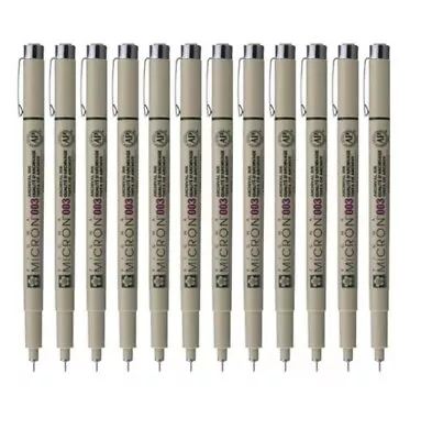 SAKURA PIGMA Micron 003 Archival Ink Pen 0.15mm Black 12ea Set Japan • $29.90