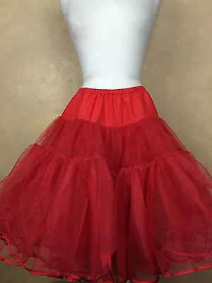 Vintage Red Tulle Square Dance Petticoat W Soft Inner Lining • $49