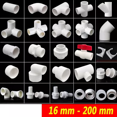 White PVC Pipe Adhesive Fittings Sleeves Reducer Bend Elbow Tee Ball Valve Caps • $1.69