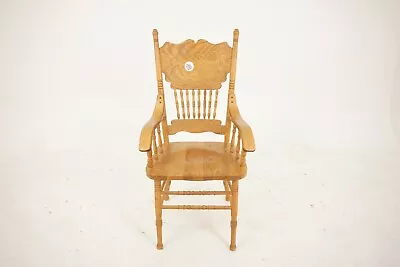 Vintage Oak Press Back Arm Chair Office Chair American 1950 H609 • $157.50