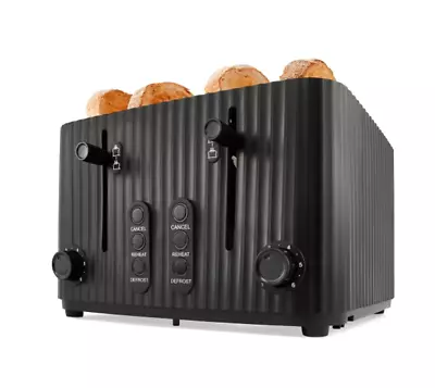 $54.45 • Buy 4-Slice Long Slot Electric Toaster Toasted Cancel Defrost Reheat Kitchen Black