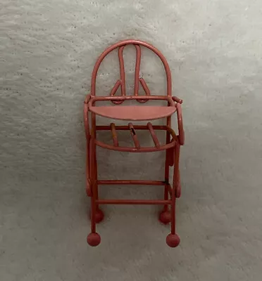Vintage Baby HIGH CHAIR Metal Furniture Pink Dollhouse • $25