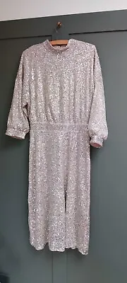 Coast Sequin Dress High Neck Open Back Knee Length Size 14 • £35