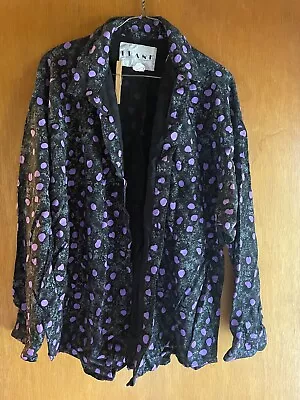 Vintage Frank Men's Shirt XL Long Sleeve 90s Button Up Black W/purple Polka Dots • $12.99