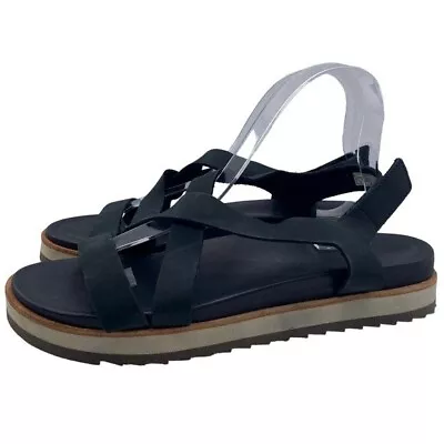 Merrell Sandals Juno Black Leather Strappy Sporty Casual Womens Casual Size 9 • $29.74