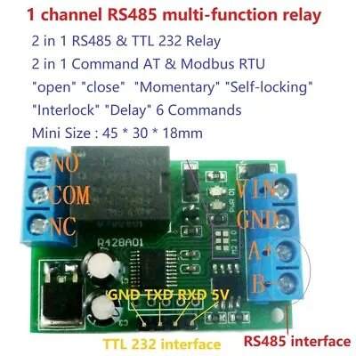 Mini DC 12V RS485 Delay Relay Module Modbus-Rtu Uart Switch Board For CCTV Cam • $4.99