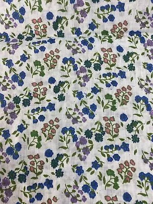 Vintage Cotton Fabric Voile Spring Floral Flowers Sewing Crafting 37  X 45  Rare • $24.80