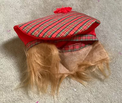 SCOTTISH TARTAN HAT WITH GINGER HAIR Adult Fancy Dress Wig • £2.99