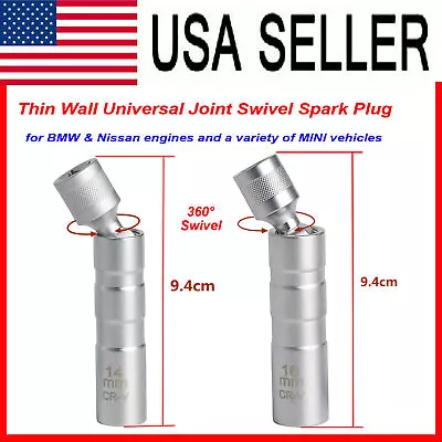 14MM 16MM Thin Wall Magnetic Swivel Spark Plug Socket 12-Point Removal Tools • $12.99