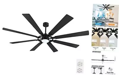 80  Ceiling Fan With Lights And Remote 80  (LED Light / 3 Downrods) Black • $486.31