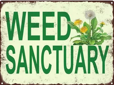 Metal Sign Plate Garden Weed Sanctuary Plants Wall Decal Decor Gate Home Vintage • $9.89