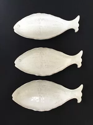 Vietri Bellezza  White Embossed Fish Plate Italy Appetizer Lot Of 3 • $75