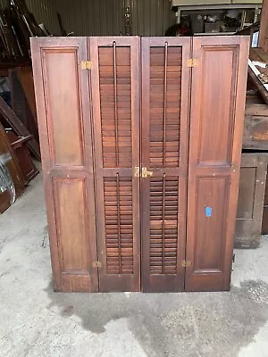 ~ Antique Interior Mahogany Folding Pocket Shutters ~ 37 X 49.5 ~ Salvage • $199