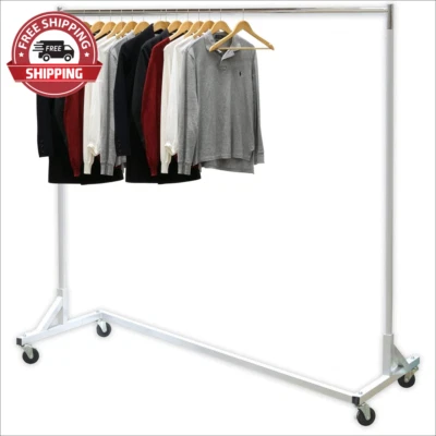 $134.37 • Buy Industrial Grade Z-Base Garment Rack, 400Lb Load With 62 Inch Extra Long Bar, Si