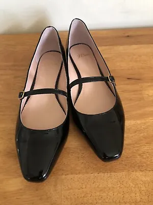 J.Crew Black Patent Mary Jane Flats In Black Leather Size 9 • $50