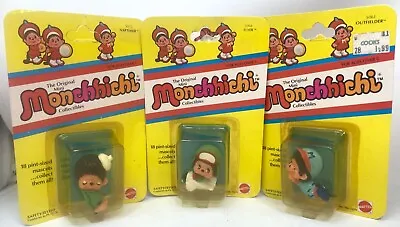 LOT OF 3  SEALED Vintage 1981 Mattel Monchhichi Mini Collectibles 5061/5068/5072 • $20.36