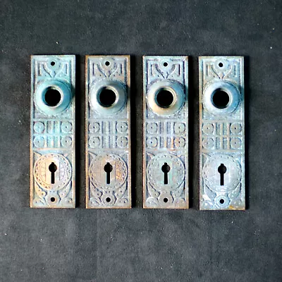 Lot Of Four Matching Antique Vintage Door Escutcheon Brass Plates Keyhole Cover • $20