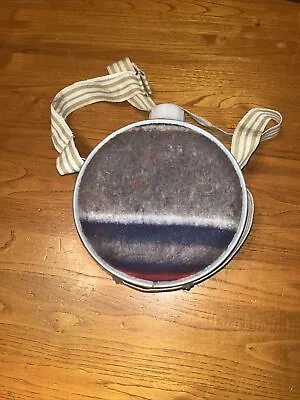 Vintage Galvanized Metal Wool Felt Covered Canteen With Strap Read • $21.99