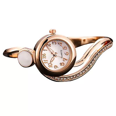 Womens Fashion Analog Quartz Bangle Cuff Bracelet Watch Diamond Crystal Watch • $16.78