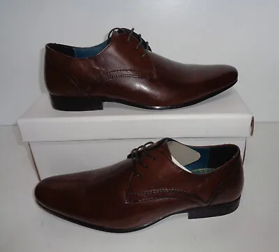 Mens Brown Leather Shoes New Formal Lace Up Derby Wedding Office Dress Size 10 • £21.98