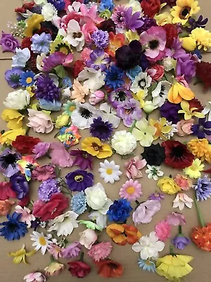 100pcs Small Flower Heads Joblot Artificial Card Craft Sewing Flowers Fake Silk • £29.95