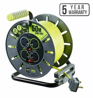 New 50m 13a 4 Gang Socket Extension Cabel Reel Open Switch Pro Xt Masterplug Uk • £59.99