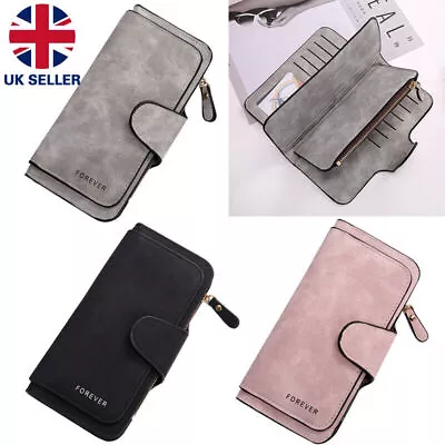 Ladies Leather Wallet Long Purse Phone Card Holder Case Clutch Handbag Large UK • £6.29