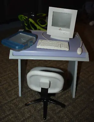 American Girl Today Doll 1996 Mini Macintosh Toy Computer TESTED Desk Chair Set • $75