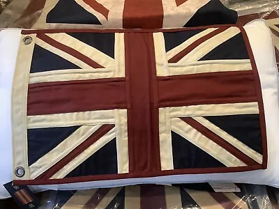 Union Jack Textile Flag ( Vintage White 49x33cms White Ended) • £17.99