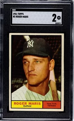 Roger Maris 1961 Topps Baseball Card #2. SGC 2. Good • $85