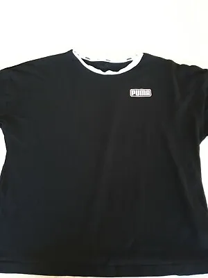 $20 • Buy PUMA Size M Women's Top, Black Cotton, Short Sleeve T-Shirt, Crew Neck